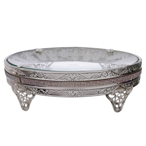 Tava decorativa rotunda din sticla 