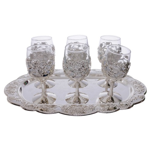 Set 6 pahare cu suport decorativ