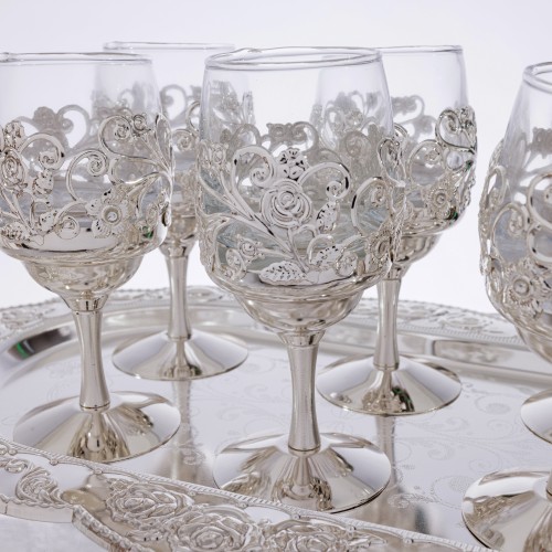 Set 6 pahare cu suport decorativ