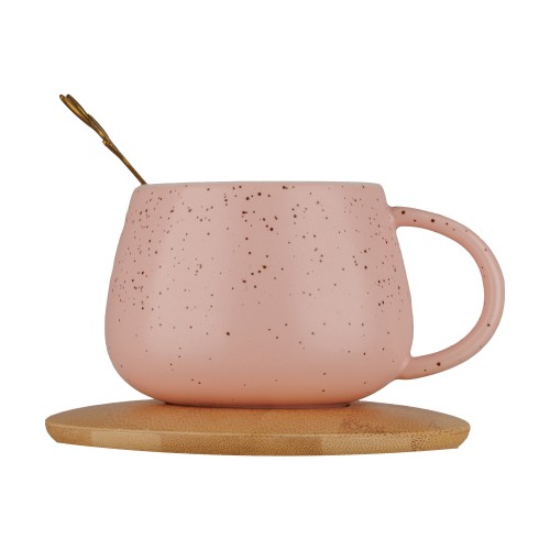 Cana ceramica cu farfuriuta din lemn