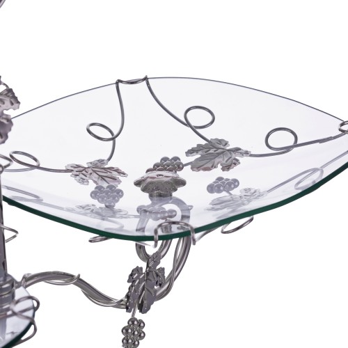 Platou din sticla etajat cu 2 brate