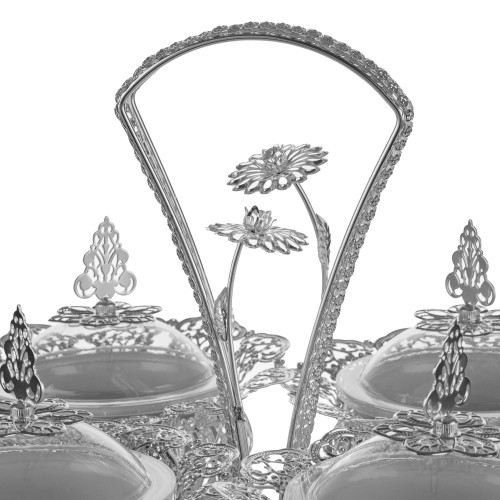 Set 4 boluri prezentare cu suport argintiu