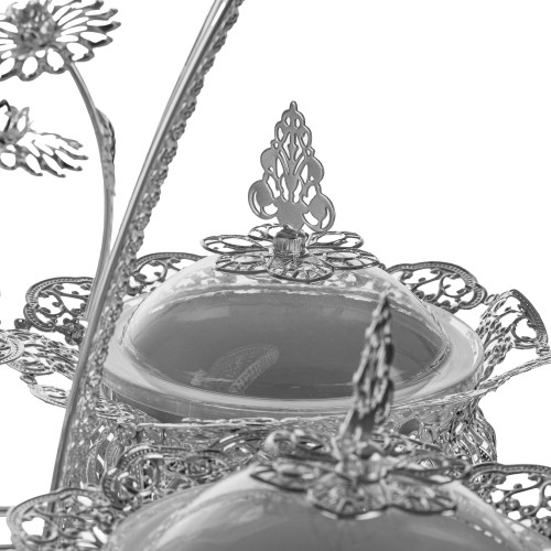 Set 4 boluri prezentare cu suport argintiu