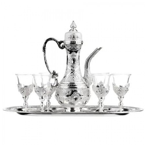 Set pentru tarie (6 pahare din sticla cu picior + carafa)