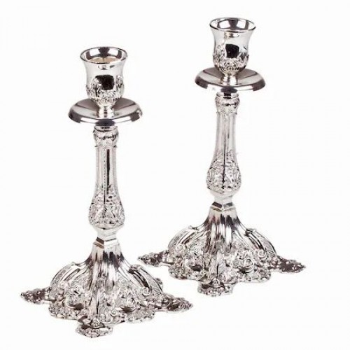 Set (2 buc.) suport lumanare argintiu